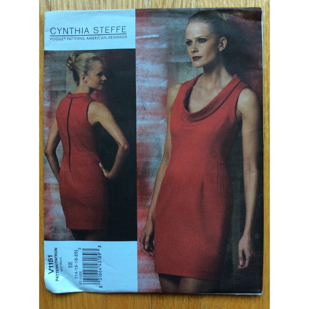 Misses Dress Pattern Cynthia Steffe Vogue American Designer 1151 14 - 20 UNCUT